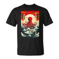 Japanese Octopus Waves Sun Japan Anime Travel Souvenir T-Shirt