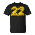 Jersey 22 Golden Yellow Sports Team Jersey Number 22 T-Shirt