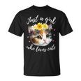 Just A Girl Who Loves Cats Cute Calico Cat Lover T-Shirt