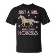 Just A Girl Who Loves Horses Horse Riding Girls Women T-Shirt
