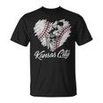 Kansas City Baseball Heart Distressed Vintage Baseball Fans T-Shirt