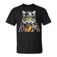 Katze Lederjacke Brille Bikerin Abenteuer Motorradfahrer T-Shirt