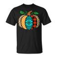 Leopard Print Pumpkin Plaid Aztec Southwest Teal Pumpkin T-Shirt