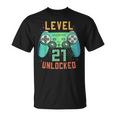 Level 21 Unlocked 21St Birthday Gamer 21 Year Old Male T-Shirt