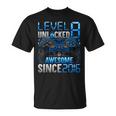 Level 8 Unlocked Awesome Since 2016 8Th Birthday Gaming T-Shirt