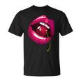 Lèvres Arc-En-Ciel Avec Cerise Dans La Bouche Nostalgie Des Années 80 T-Shirt
