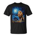 Lion Starry Night Van Gogh Style Graphic T-Shirt
