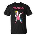 Thelma Name Personalized Birthday Dabbing Unicorn Queen T-Shirt