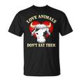 Love Animals Don't Eat Them Vegan Vegetarian Cow Face T-Shirt