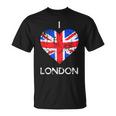I Love London Distressed Union Jack Heart T-Shirt