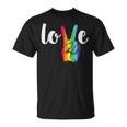 Love Win Rainbow Peace Sign Lesbian Gay Lgbtq Flag Pride T-Shirt