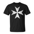 Maltese Cross Small Breastpocket White Print T-Shirt