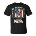 Mein Lieblings-Baseballspieler Nennt Mich Papa American Flag Dad T-Shirt