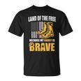 Military Child Purple Quote Because My Daddy Is Brave T-Shirt