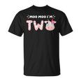 Moo Moo I'm Two 2Nd Birthday Outfit Cow Farm Animals Lover T-Shirt