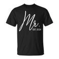 Mr Est 2024 Just Married Wedding Hubby Mr & Mrs Couple Men T-Shirt