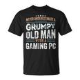 Mürrischer Alter Mann Mit Einem Gaming-Pc Lustige Geschenke Für Papa T-Shirt