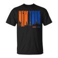 New York Orange & Blue Skyline Vintage Silhouette T-Shirt