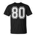 Number 80 Birthday Varsity Sports Team Jersey T-Shirt