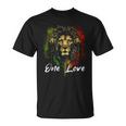 One Love Rasta Reggae Music Headphones Rastafari Reggae Lion T-Shirt