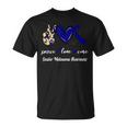 Peace Love Hope Black & Navy Ribbon Ocular Melanoma Aware T-Shirt