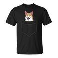 Perro Corgi En El Bolsillo Lindo Perro De Bolsillo Corgi Camiseta unisex