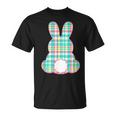 Plaid Pastel Multi Color Gingham Check Easter Bunny T-Shirt