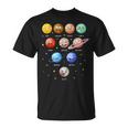 Planetas Del Sistema Solar Espacio Solar Divertido Profesor De Ciencias Para Niños Camiseta unisex