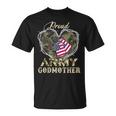 Proud Army Godmother With Heart American Flag For Veteran T-Shirt