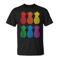 Rainbow Pineapples Aloha Hawaiian Gay Pride Month T-Shirt