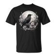 Raven Full Moon Gothic Witchy Crow Roses Mystical T-Shirt