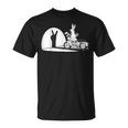 Salut Motard Humour Ombre Chinoise Lapin Main Moto Vintage T-Shirt