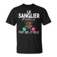 Sanglier Chasseur Chasse Homme Cadeau Humour Fusil Appel T-Shirt