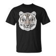 Schwarzes T-Shirt mit Weißem Tiger-Gesicht, Tiermotiv Tee