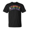 Seattle Arched Style Text Progress Pride Pattern T-Shirt