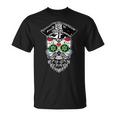 Sugar Skull Gay Daddy Bear & Biker Hat Leather Sugar Skull T-Shirt