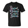 Sweet Sassy And Seven 7Th Birthday 7 Years Old Princess Girl T-Shirt