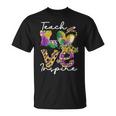 Teacher Mardi Gras Teach Love Inspire Carnival Beads Leopard T-Shirt