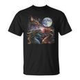 Three Dragon Starry Night Dragon Animal Howling At The Moon T-Shirt