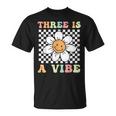 Three Is A Vibe Cute Groovy 3Rd Birthday Party Daisy Flower T-Shirt