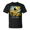 Total Solar Eclipse 2024 Sunflowers Painting Van Gogh T-Shirt