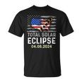 Total Solar Eclipse 2024 Eclipse Usa American Patriotic Flag T-Shirt