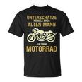 Unterschätze Niemals Alten Mann Motorrad Opa Papa Geschenk T-Shirt