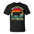 Vintage Retro I’M A Certified Tit Puller Cow Farmer T-Shirt