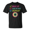 Wake Up Close My Rings Repeat Distressed Gym Workout T-Shirt