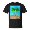 Watercolor Palm Tree Beach Scene Collage T-Shirt