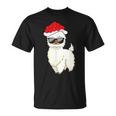 Weihnachtslama Unisex T-Shirt mit Sonnenbrille & Weihnachtsmütze
