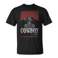 Western Cowboy Killer Cowboy Skeleton Hat And Scarf T-Shirt