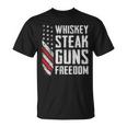 Whiskey Steak Guns Freedom Gun Bbq Drinking -On Back T-Shirt