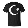White Symbol Of Islam Crescent Moon And Star T-Shirt